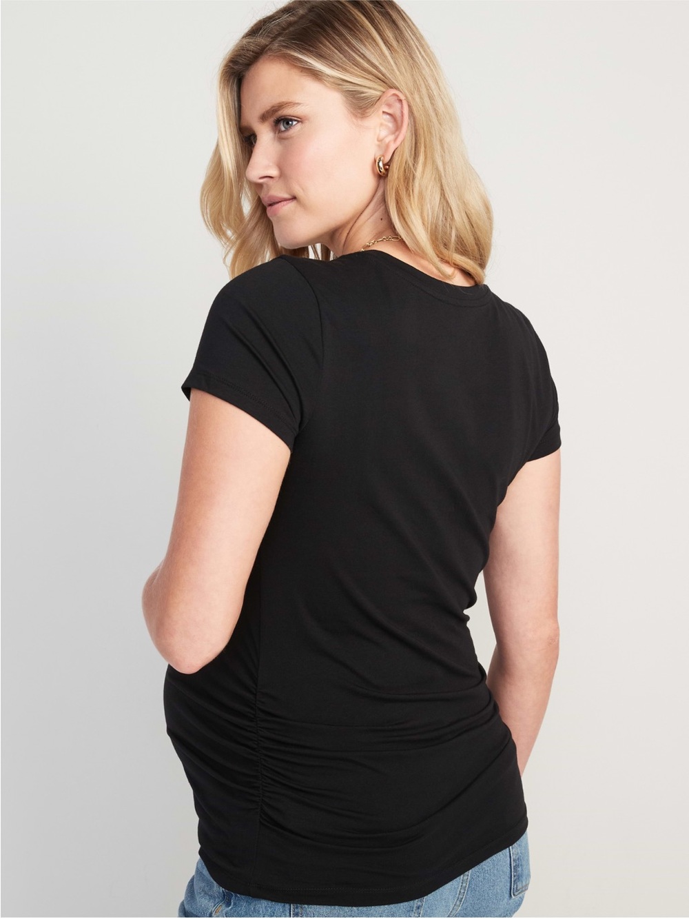 Old Navy Maternity Black Scoop Neck Short Sleeve Top Sz M - Picture 2 of 7